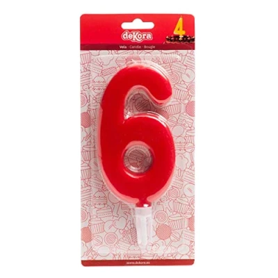 Obrázek Dekora Geburtstag Party Deko Kerze XXL Rot Nummer 6