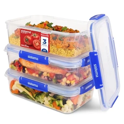 Obrázek Sistema KLIP IT PLUS Frischhaltedosen Set 2,2 l auslaufsichere, stapelbare und luftdichte Vorratsdosen mit Deckel geeignet für Kühl /Gefrierschrank BPA frei 3 Stück