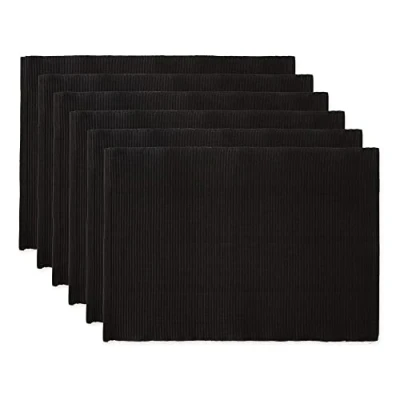 Obrázek DII Basic Everyday prostírání ze 100% bavlny, žebrované, 33 x 48 cm, černá, 6 kusů