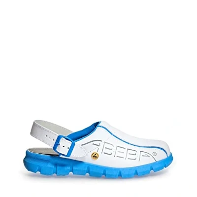Obrázek ABEBA 37312 ESD Arbeitsschuhe Dynamic Clogs weiß blau mit Kennzeichnung in Größe 36
