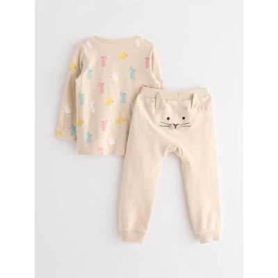 Obrázek Lindex SET Teplákové kalhoty pro děti, Velikost: 92, Light beige
