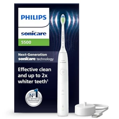Obrázek Philips Sonicare 5500 elektrický zubní kartáček, sonický kartáček s 1 stupněm intenzity, kontrolou přítlaku, EasyStart, SmarTimer a BrushPacer, bílý, model HX7110/01