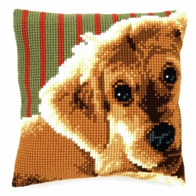 Obrázek Vervaco Kreuzstichkissen Hund Kreuzstichpackung, Stramin, Weiß, 40 x 0,30 cm