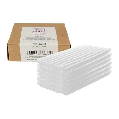 Obrázek IDEA HOME Tavné lepicí tužky, 100 x 7 mm, transparentní, univerzální, pro tavnou pistoli, ideální kutily, řemeslo, volný čas, 50 kusů