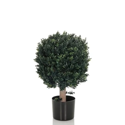 Obrázek hjh OFFICE umělá rostlina BUXUS 65 cm, snadno udržovatelný umělý strom, vnitřní a venkovní, zimostráz zelený 871055