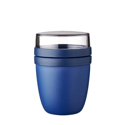 Obrázek Mepal Müslibecher to go praktischer Joghurtbecher Unterteilung für Joghurt &amp; Müsli Geeignet Gefrierschrank, Mikrowelle Spülmaschine 500 ml + 200 Vivid Blue