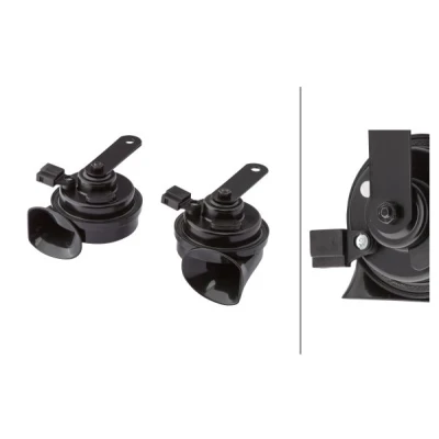 Obrázek Hella Fanfare OE CONNECT HORN TE26 SET 12 V 110 dB(A) 400 Hz 500 vysokotónový / hluboký tón elektrická ECE barva pouzdra: černá množství: 2 3FH 012 010 111