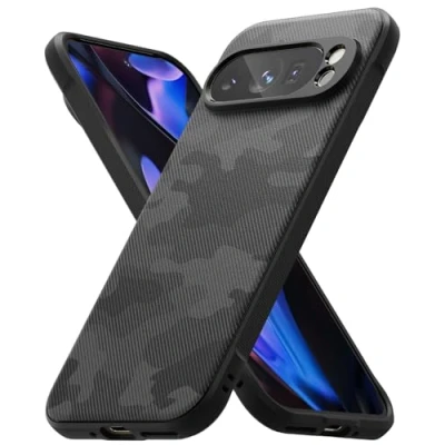Obrázek Ringke Onyx pouzdro kompatibilní s Google Pixel 9 Pro, vojenský vzor Pevná rukojeť protiskluzová ochrana proti otiskům prstů robustní TPU nárazuvzdorné na mobil černá Camo