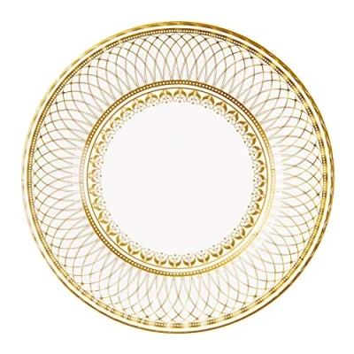 Obrázek 8 Pappteller in Gold Weiß, von EDesigns. Elegant, einweg Tafelgeschirr. Ideal für Weihnachten, Hochzeit, Dinnerparty, Junggesellinnenabschiedsfeier, Kaffeeklatsch, Geburtstag, Silvester.