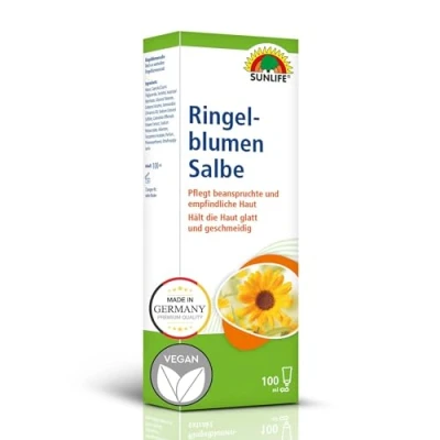 Obrázek SUNLIFE Měsíčková mast 100 ml s extraktem z měsíčku lékařského pečující krém jojobovým olejem, vitamínem E &amp; allantoin měsíčky pro namáhanou a citlivou pokožku
