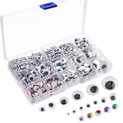 Obrázek KUUQA 1200 kusů plastových samolepicích panenek oči Wiggle Eye, pohyblivé pro DIY Scrapbooking, ruční práce, hračky, příslušenství (různé velikosti)