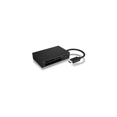 Obrázek ICY BOX IB CR401 C3 USB 3.0 čtečka karet Type C pro CF, SD a microSD paměťové karty, 4.0/UHS II, hliník, integrovaný kabel, černá