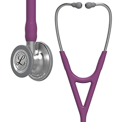 Obrázek 3M Littmann Cardiology IV Stethoskop für die Diagnose, Bruststück in Standardausführung, pflaumenfarbener Schlauch, Schlauchanschluss und Ohrbügel aus Edelstahl, 69 cm, 6156