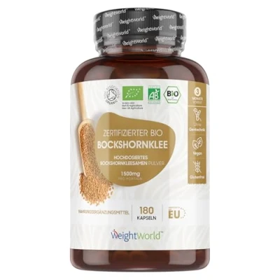 Obrázek BIO kapsle z pískavice řecké seno 3 měsíce zásoby 750 mg na kapsli Fenugreek seed 180 semen práškové alternativa k oleji certifikováno Vegan WeightWorld