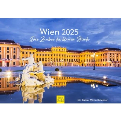 Obrázek Edition Seidel Prémiový kalendář Vídeň Kouzlo modré hodiny 2025 formát DIN A3 Nástěnný Evropa Rakousko Hlavní město Zámek Schönbrunn Donau Metropole Skyline Rainer Mirau