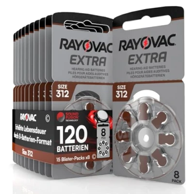 Obrázek 120 Hörgerätebatterien Rayovac Extra 312 mit Sound Fusion Technologie 15x8 Stück
