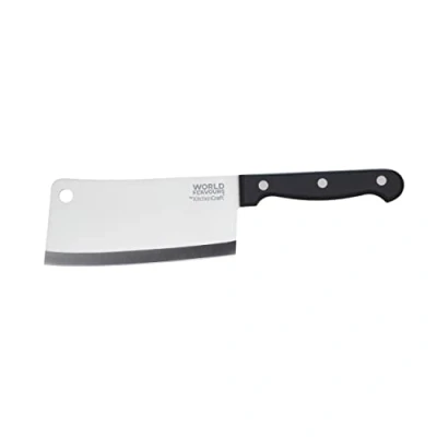 Obrázek KitchenCraft World Of Flavours Aromawelt čínská sekera na maso, kompletně z ušlechtilé oceli, kovaná, 14 cm, stříbrná / černá