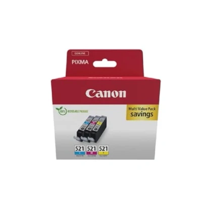 Obrázek Canon CLI 521 C M Y výhodné balení 3 inkoustové kazety (azurová, purpurová, žlutá) originální [ekologické recyklované kartonové 2024]