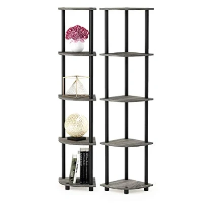 Obrázek Furinno 5 stufiges Eckdisplay Mehrzweckregal, holz, French Oak Grey/Black, 29.46 x 146.56 cm