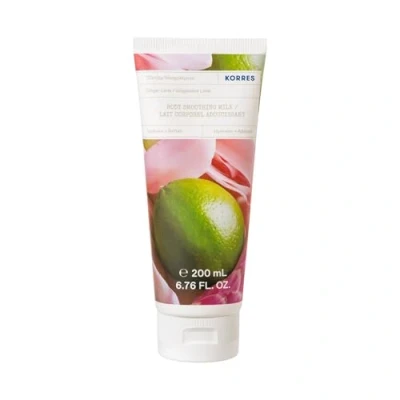Obrázek KORRES Vyhlazující tělové mléko Ginger Lime s Aloe Vera, pečující pleťový krém citrickou vůní limet a zázvorovými tóny, veganské, dermatologicky testováno, bez silikonu parabenů, 200 ml