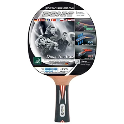 Obrázek Donic Schildkröt pálka na stolní tenis Top Team 900, AVS a PLS, 2,0 mm houba, Alpha Slick ITTF Belag, 754199, dřevo/přírodní