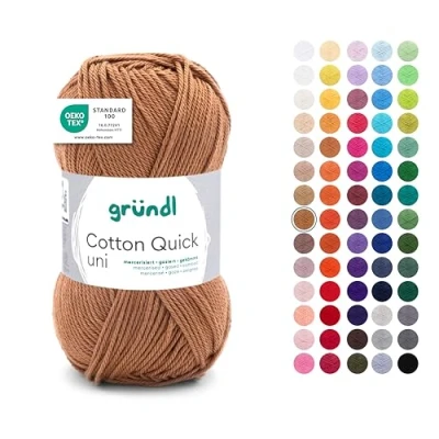 Obrázek Gründl Vlna Cotton Quick uni příze pro pletení &amp; háčkování ze 100% bavlny, 1 klubko 50 g / 125 m, háčkovací pletací příze, karamel