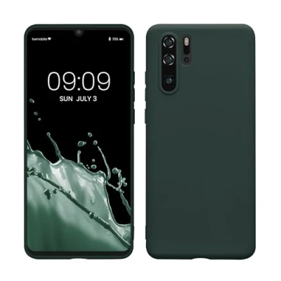 Obrázek kwmobile pouzdro kompatibilní s Huawei P30 pro měkké TPU silikonové vhodné bezdrátové nabíjení mechově zelená
