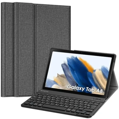 Obrázek Fintie pouzdro na klávesnici pro Samsung Galaxy Tab A8 10. 5&quot; 2022/2021 SM X200/X205/X207 klávesy s magneticky odnímatelnou klávesnicí německé rozložení, tmavě šedá