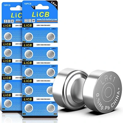 Obrázek LiCB 20 kusů knoflíkových baterií LR41, AG3 SR41W 392 1,5V alkalická baterie 3 roky skladovatelnost 100% plná záruka