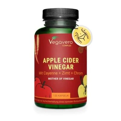 Obrázek Kapsle jablečného octa 1500 mg komplex + kajenský pepř zázvor cukr v krvi* a metabolismus Apple Cider Vinegar laboratorně testováno veganské Vegavero®