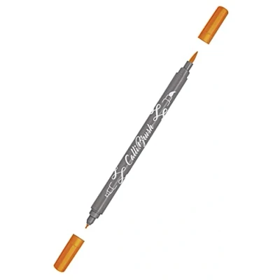 Obrázek ONLINE Calli.Brush Pen s dvojitým hrotem, štětcová a kaligrafická špička, ruční písmo štětcové pero v různých barvách, barevné tužky pro kaligrafii, akvarel, barva: Fluo oranžová