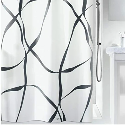 Obrázek Spirella Antiplísňový sprchový závěs antibakteriální, omyvatelný, vodotěsný, polyester, &quot;Ribbon&quot; 180 x cm, bílý