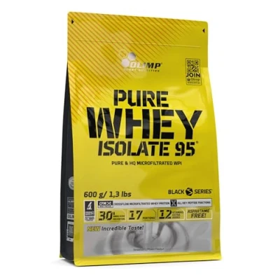 Obrázek Olimp Pure Whey Isolate 95 proteinový prášek prémiový izolát syrovátkového proteinu, bohatý na aminokyseliny a vitamíny, podporuje růst svalů, 600 g, jahody