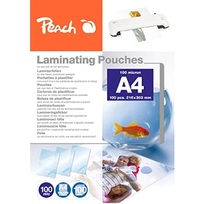 Obrázek Peach laminovací fólie A4 100 mic kapes lesklá prémiová kvalita pro nejlepší výsledky kompatibilní s přístroji všech značkových výrobců PP500 02