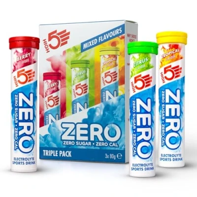 Obrázek HIGH5 ZERO elektrolyt hydrogenační tablety s přídavkem vitaminu C balení po třech 3 tuby 20 tabletami