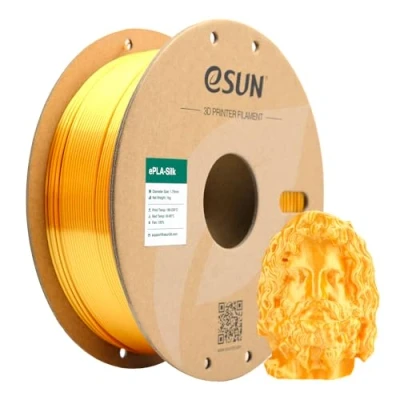 Obrázek eSUN Hedvábný kov PLA Filament 1,75 mm, hedvábně metalické vlákno pro 3D tiskárny, přesnost rozměrů +/ 0,05 cívka 1 kg (2,2 LBS) struna hedvábné zlato
