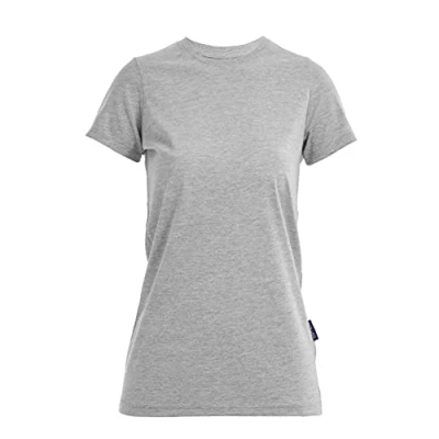Obrázek HRM dámské Luxury Roundneck Tee vel. I Premium tričko kulatý výstřih ze 100% biobavlny Basic Shirt praní do 60 C kvalitní &amp; udržitelné horní díly, Šedá (Grey Melange 9).