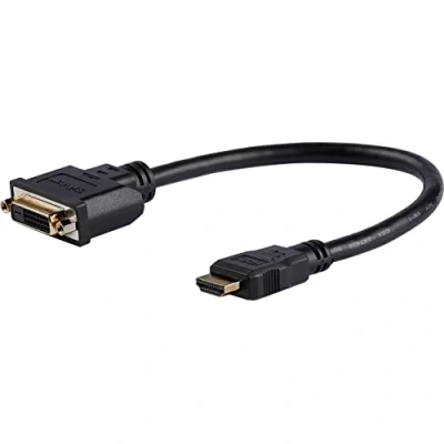 Obrázek StarTech.com HDMI na DVI adaptér mobilní konvertor s zástrčkou a zdířkou 1080p D rozlišení obrazu propojovací kabel ve formátu dongle 20 cm dlouhým kabelem (HDDVIMF8IN)
