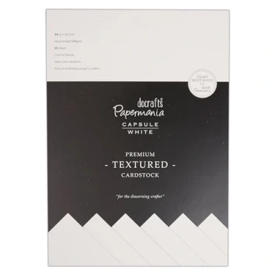 Obrázek Papermania PMA1641500 29,7 x 21 cm, 20 Stück, A4, Kapsel, strukturierte Premium Karton, weiß