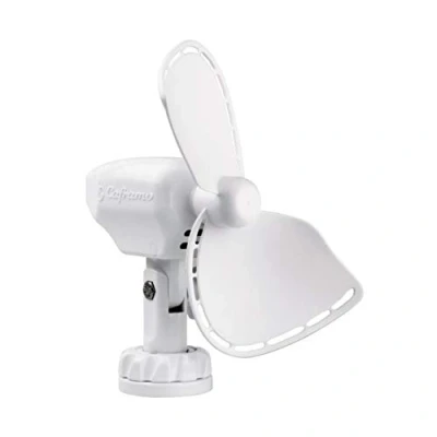 Obrázek SEEKR by Caframo Ultimate™ 12 Volt Ventilator mit 2 Geschwindigkeiten, Zusatzstecker, Weiß, Hergestellt in Kanada.