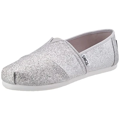 Obrázek TOMS Dívčí Glitter Alpargata ploché pantofle, stříbrná