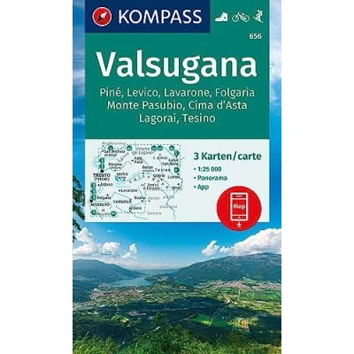 Obrázek KOMPASS Wanderkarten Set 656 Valsugana, Pine, Levico, Lavarone, Folgaria, Monte Pasubio, Cima d&#039;Asta, Lagorai, Tesino (3 Karten) 1:25.000: mit ... Verwendung in der App, Fahrradfahren