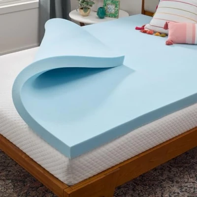 Obrázek LINENSPA Potah na matrace z paměťové pěny, 7,6 cm, gelově infuzovaná paměťová pěna, plyšový pocit, chladivý a odlehčující tlak, certifikace CertiPUR, vybavení do ložnice dvojitá velikost