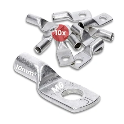 Obrázek 10 kusů Kalitec HR10 6 běžná trubková kabelová oka 10mm² M6 I bez průzoru Made in Germany