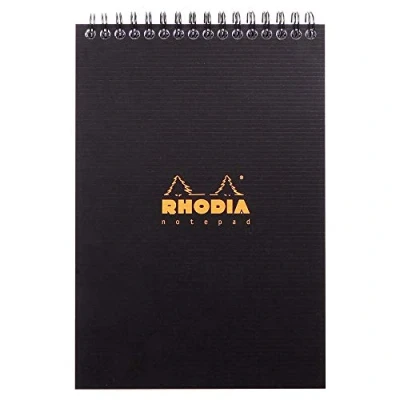 Obrázek Rhodia Notepad 16921C (s kroužkovou vazbou, DIN A5, 14,8 x 21 cm, linkovaný, 90 g, ideální pro vaše poznámky, 80 listů) 1 kus černý
