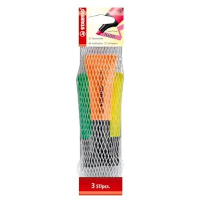 Obrázek Zvýrazňovač STABILO NEON balení 3 ks žlutá, zelená, oranžová