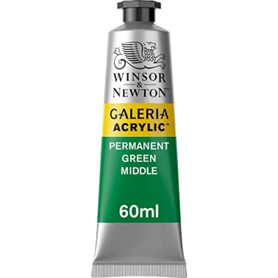 Obrázek Winsor &amp; Newton Akrylová barva Galeria 2120484, vysoká pigmentace, stálobarevná, máslová konzistence, 60 ml tuba permanentní zelená střední