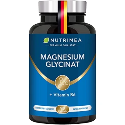 Obrázek Glycinát hořečnatý + vitamin B6 Optimální biologická dostupnost 1,5 měsíční zásoby 90 kapslí citrát bisglycinát bez přísad uvolnění spící svaly nervy proti stresu