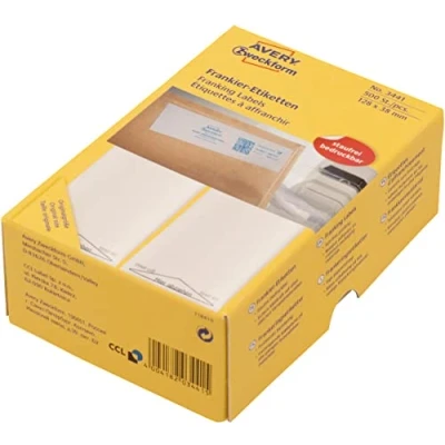 Obrázek AVERY Zweckform 3442 Frankierovy etikety (matný papír, 500 etiket, 138 x 48 mm) 1 balení bílé