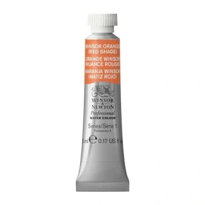 Obrázek Winsor &amp; Newton Profesionální akvarelové barvy 0102723 , živé vodní v umělecké kvalitě, vysoká zářivost barev a svítivost, stálobarevná, archivní kvalita, tuba 5 ml Winsororange (červená barva